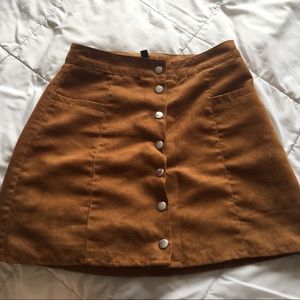Tan suede button skirt